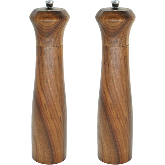 Salt and Pepper Mill - Adjustable Acacia Wood Salt and Pepper Grinders Shakers with Ceramic Grinding Core 2pcs 8 inch acacia wood