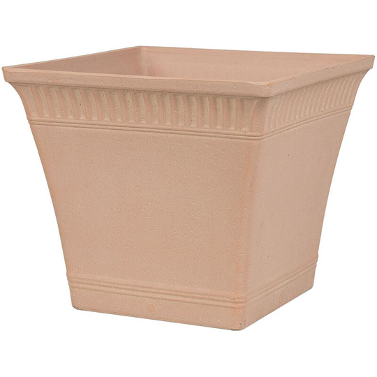 Decorative Plant Pot Peach Pink Stone Mixture Square Flared 34 x 34 cm Psatha - Pink