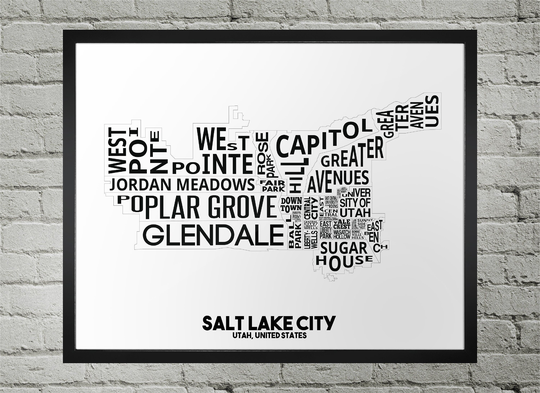 Salt Lake City Communities Map Print | Handmade Utah Art Home Decor
