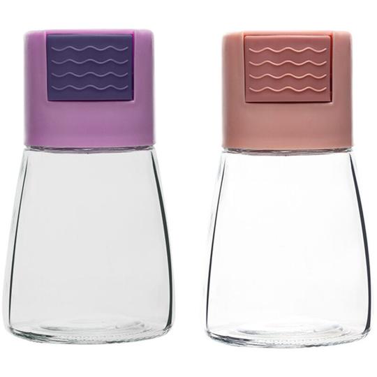 Farmhouse Salt and Pepper Shakers for Kitchen Counter - Easy Refilling Card Pink + Card Purple