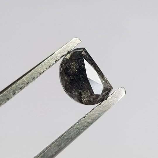 6.8mm/0.98Ctw Clear Black Salt & Pepper Half Moon Rose Cut Loose Diamond, Faceted Natural Diamond For Ring, Dds735/19