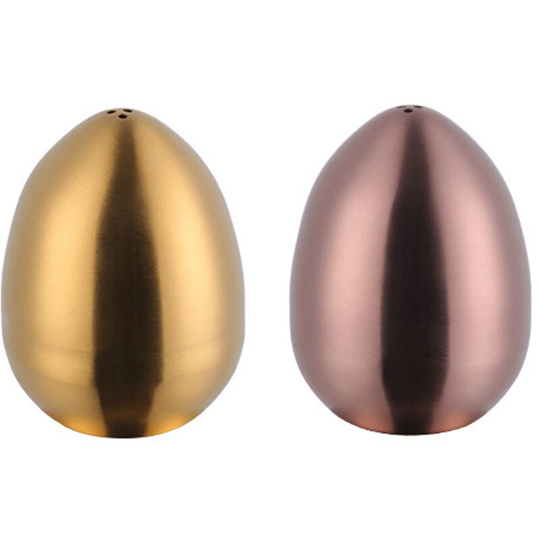 Stainless steel egg seasoning jar kitchen salt and pepper shaker with three holes Gold + Rose Gold