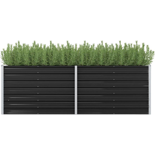 Garden Planter Anthracite 240x80x77 cm Galvanised Steel VD29847 - Hommoo