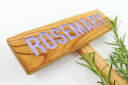 Rosemary Garden Sign, Painted & Sealed Cedar Wood Hand Routed, Herb Plant Marker, Signage, Custom Personalized Marker