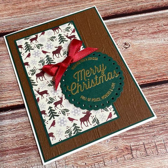 Rustic Christmas Card - Blank Greeting Seasonal For Him Hand Stamped Handmade