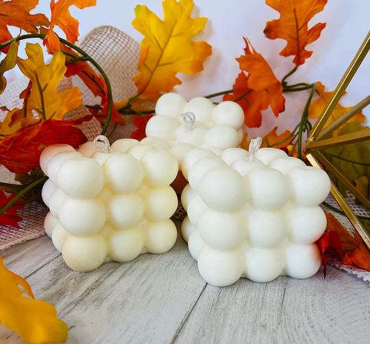 Fall Bubble Candles | Pumpkin Spice Scented Apple Seasonal Cube Soy Wax Candle