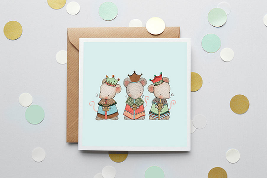Three Wise Mice, Christmas Card, Seasons Greetings, Whimsical Xmas, Festive Greetings Perfect For Children Or Adults This Xmas