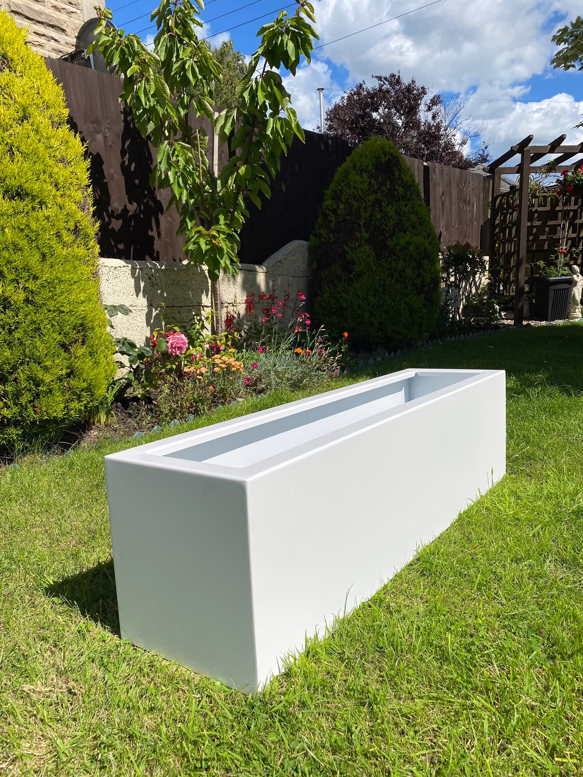 White Extra Large Aluminium Garden Planter