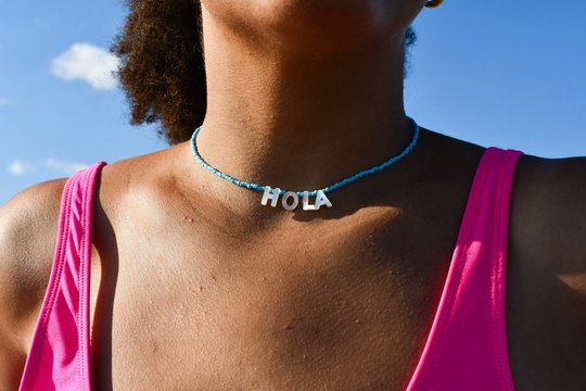 Hola Blue Seed Bead Necklace