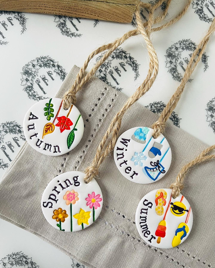 Season Clay Decorations - Winter, Spring, Autumn, Fall, Handmade, Welsh Dresser