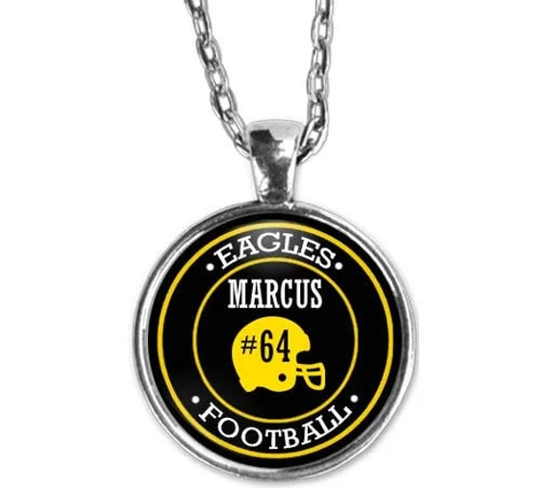 Custom Football Necklace, Mom, Team Jewelry, Personalized, Game, Player Name, Number, Fan, Mom Gift, Season