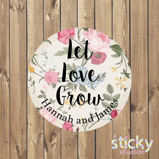 Let Love Grow Wedding Favour Stickers, Seed Pack Labels, Succulent Plant Floral, Packets, Personalized