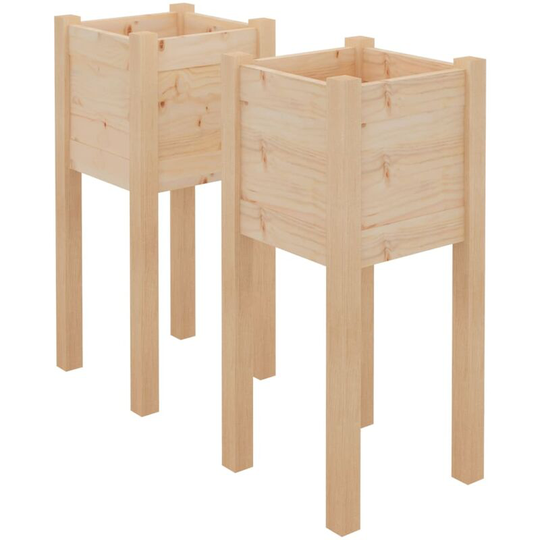 Garden Planters 2 pcs 31x31x70 cm Solid Pinewood Vidaxl Brown