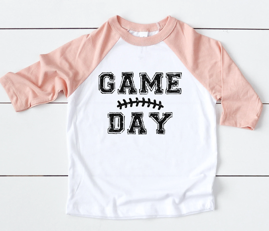 Girl's Game Day Football Raglan Shirt - Gameday Season Kids T-Shirt Toddler Youth Tee