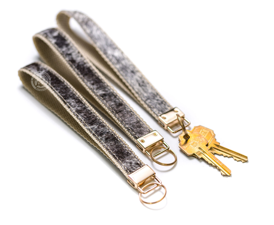 Keychain Cowhide Leather - Salt & Pepper Black Set Of 1-5 Units