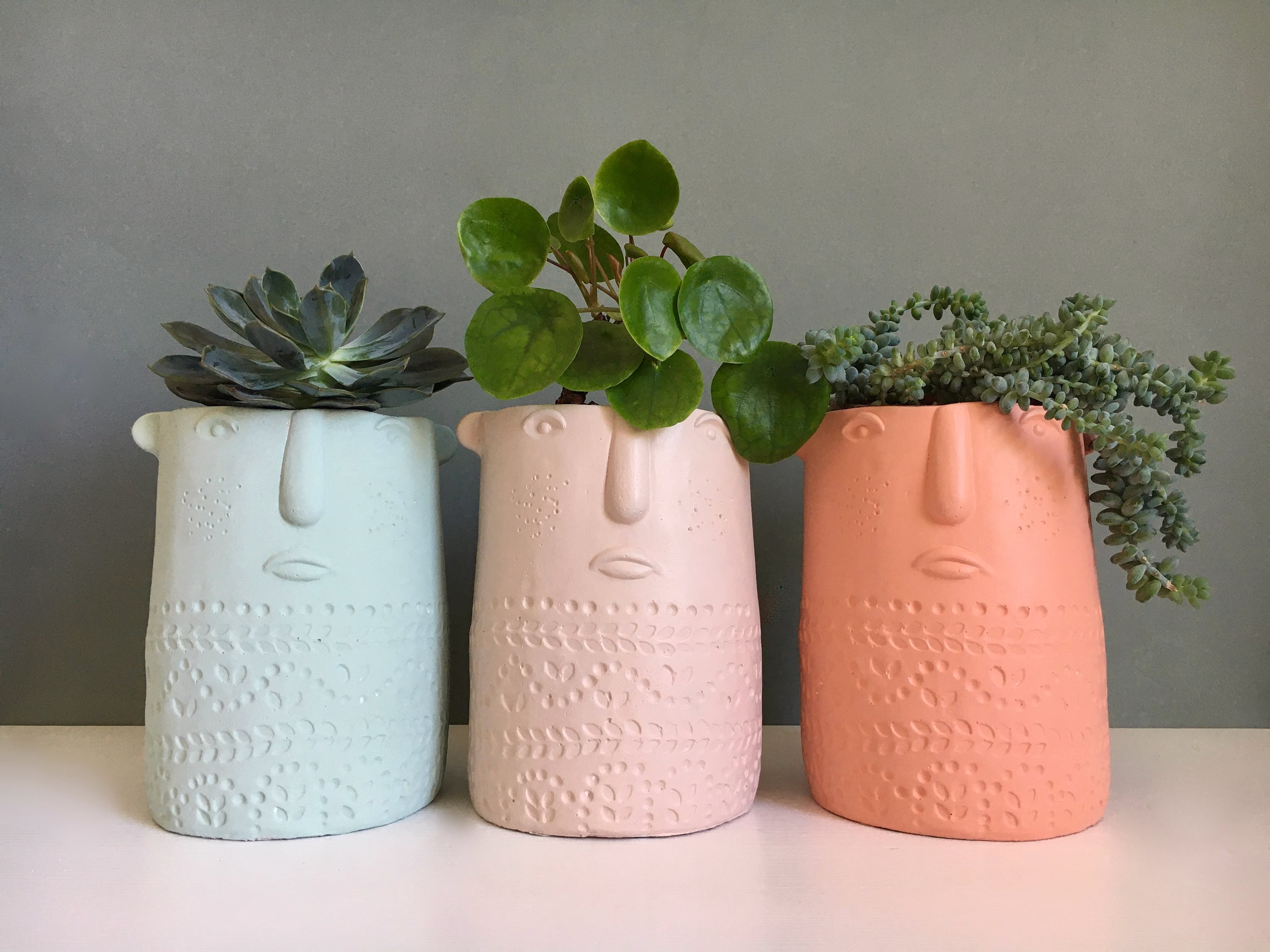 New & Big Selectable Bobby Head Flowerpot Face Plant Figure Vase Concrete Planter