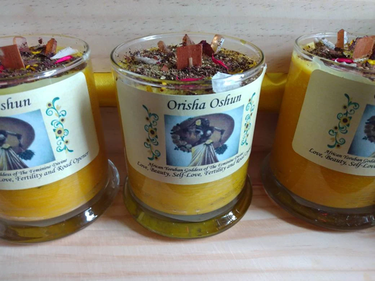 Goddess Orisha Ochun Offering & Manifesting Candle Love Beauty Vanity Fertility Money