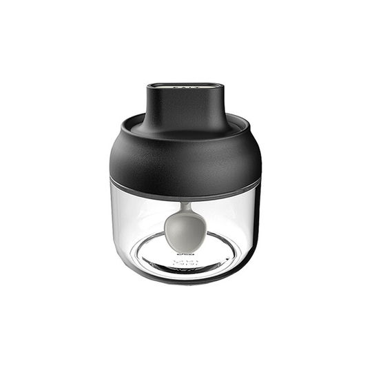 2pcs Airtight Glass Jar Spice Containers Condiment Bottle Salt Pepper Seasoning Storage Bottle Spice Jars Pot with Spoon - Black
