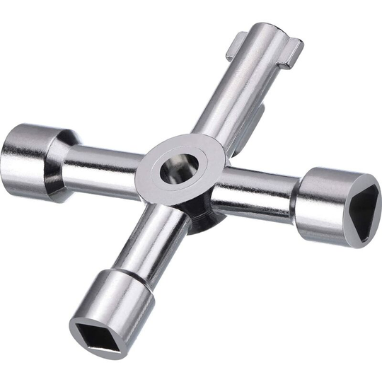 Betterlifegb - 4 Way Multifunction Utility Key for Electric Water Gas Box Medicine Cabinet Opening Key, Silver-betterlife