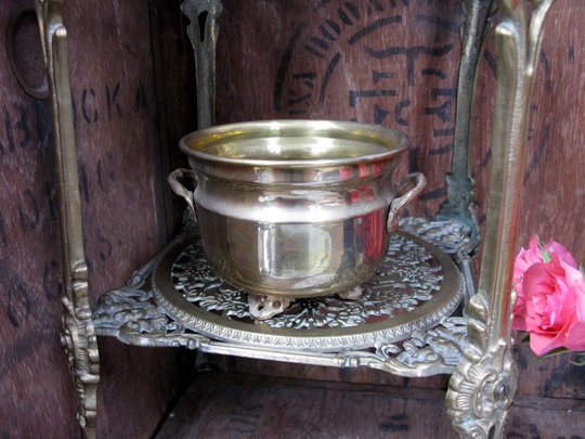 Small Brass Planter, Plant Pot, Footed Antique Jardiniere, Garden Vintage Conservatory