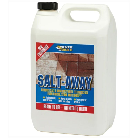 Everbuild Salt-Away Removes Salt Stains Efflorescence Marks 5L 5 LITRE SALT5