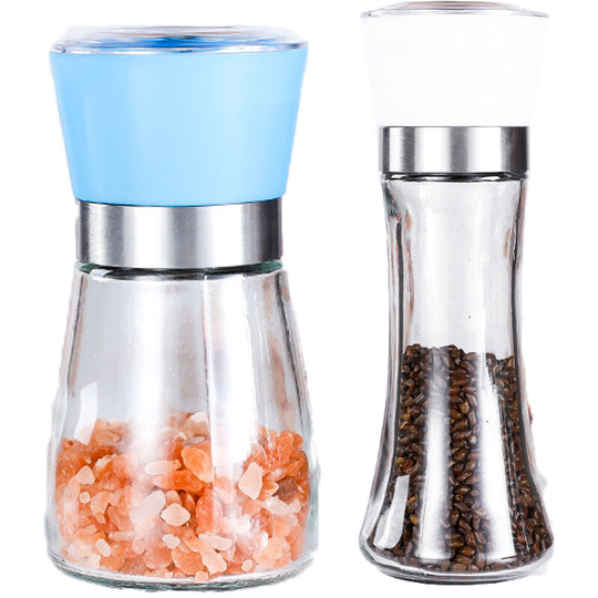 Fvbjd - Salt and Pepper Shakers Adjustable Coarseness Pepper Grinder Mill for Sea Salt Spice Stainless Steel 1pcs blue + 1pcs high white