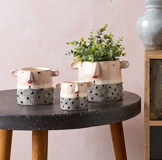 Parlane Ceramic Grey Norman Planters, New Home Gift