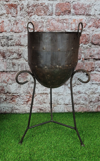 Large Planter & Stand Industrial Cast Iron A Plant Pot Wine Champagne Cooler Bucket Home Decor