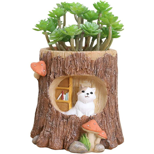 4 Inch Hanging Succulent pots with Drainage Holes, Unbreakable Small Plant Pots-Plants Not Included (cat)