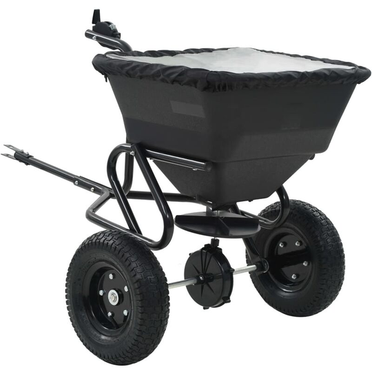 Tow Behind Salt Spreader pvc and Steel 125x74x79 cm 45 l - Black
