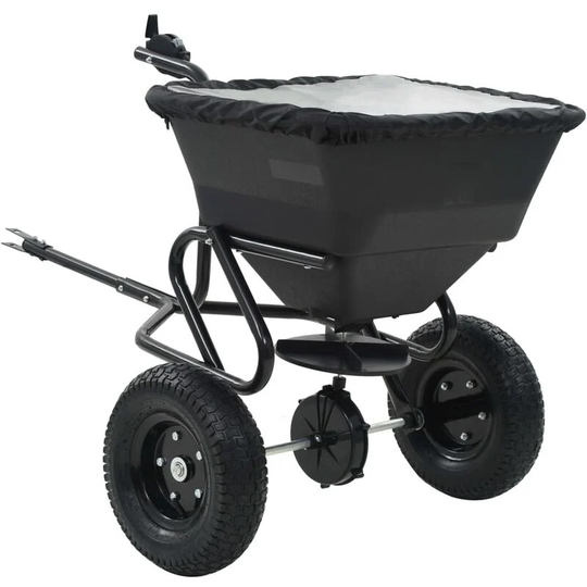 Tow Behind Salt Spreader pvc and Steel 125x74x79 cm 45 l Vidaxl Black