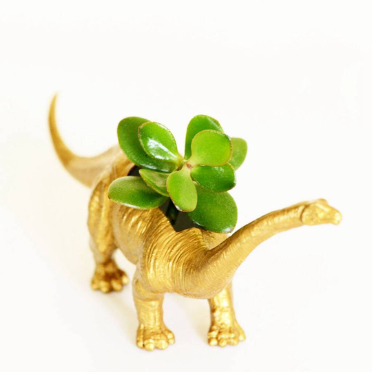 Diplodocus Dinosaur Planter With A Plant