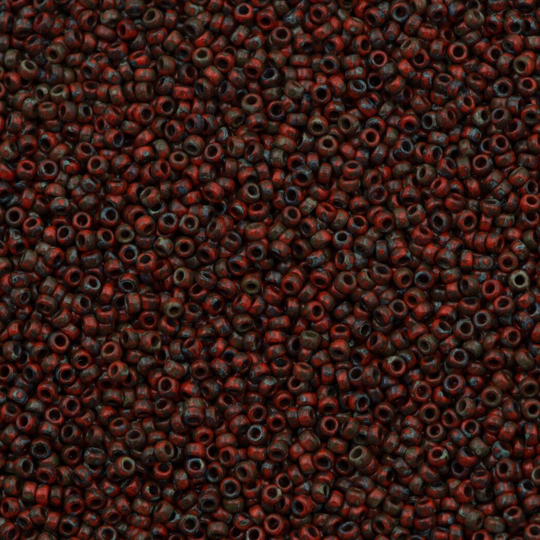 Miyuki Seed Beads 15/0, 4513 - Picasso Opaque Red Garnet, Beads, Miyuki Seed Beadsseed Beads Japanese