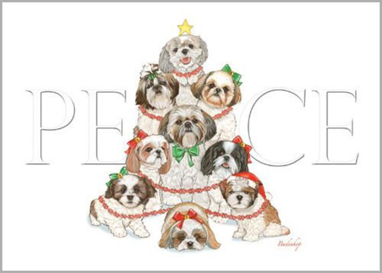 Shih Tzu Christmas Cards Set Of 10 & Envelopes