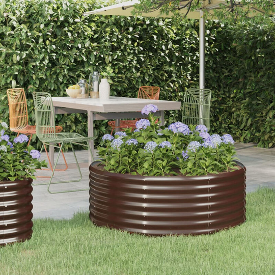 Asupermall - Garden Planter Powder-coated Steel 100x100x36 cm Brown