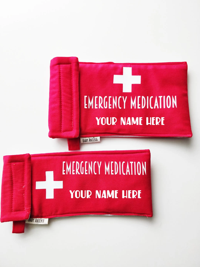 Personalised Insulated Medication Bag, Pen Holder, Adrenalin Injection Case/Medicine Bag-Red