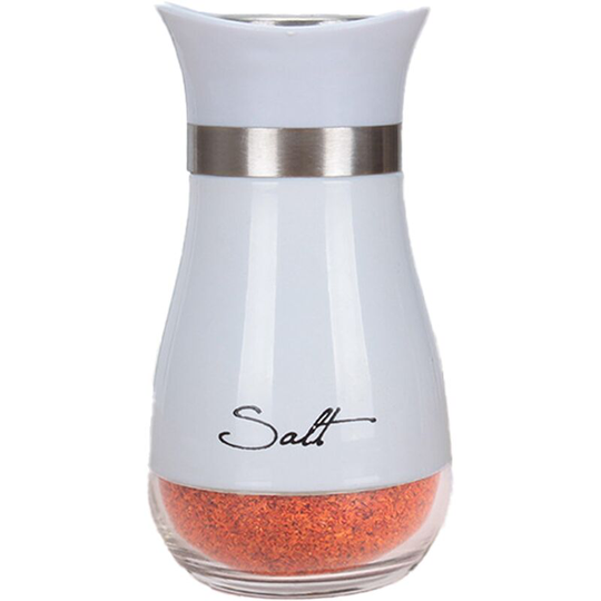 Salt and Pepper Shakers Elegant w/ Clear Glass Bottom | Compact Cooking, Kitchen and Dining Room Use White
