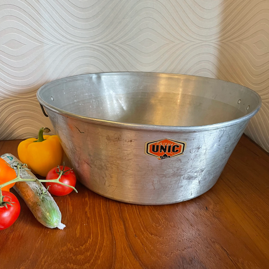 Vintage Aluminum Tub | Unic L'hoir Aluminum, Quebec, Portable Wash Tub, Beer Rustic Garden Planter, Canning, Maple Syrup Industry