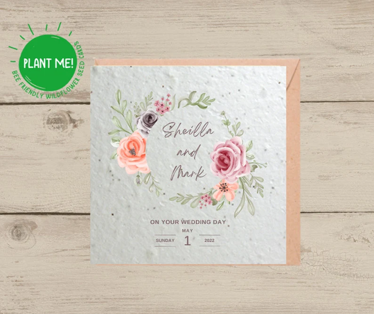 Personalised Wedding Card | Seeded Wildflower Plantable Seed Day Congratulations Recycled