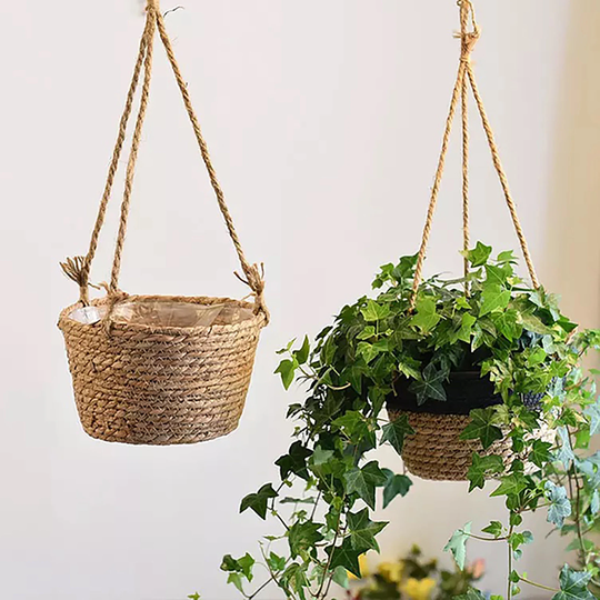 Straw Hanging Plant Storage Basket, Pot, Planter, Boho Decor, Wall For Plants, Home Decor Gifts