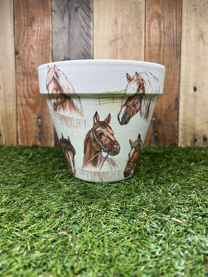 Horse Decoupaged Plant Pot, 15cm Birthday Gift, Horse Lover Gift