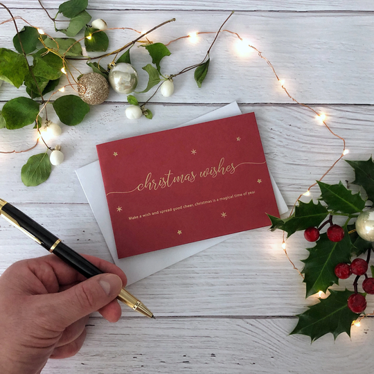 Thoughtful Christmas Card, Gold Foil Red Greeting Wishes, Poem Card