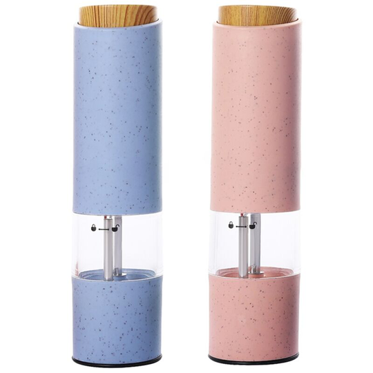 2PCS Electric Salt and Pepper Grinder Set Battery Operated Salt And Pepper Mill And Pepper Grinder pink+blue