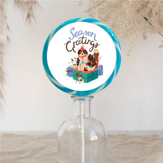 Seasons Greetings Cat Lollipop