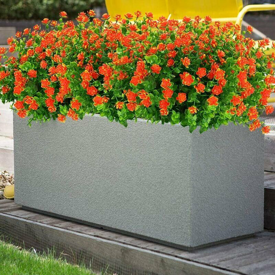 Artificial flowers false outdoors, plastic green for internal hanging planters with solid wedding houses 8 STCs red sunset