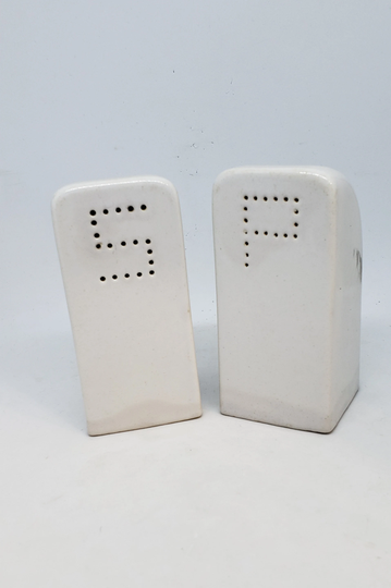 Vintage Art Deco Salt & Pepper Shakers Gloss White Stoneware