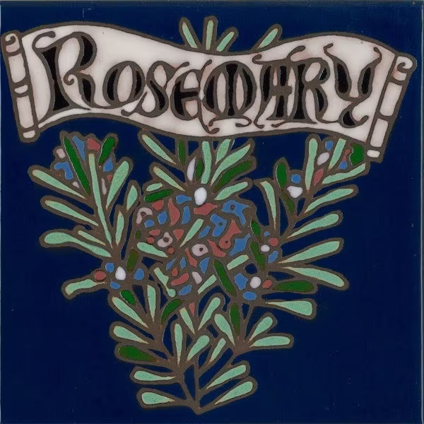 Hand Painted Ceramic Tile Rosemary Design Original Art