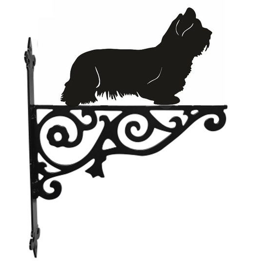 Skye Terrier Ornamental Hanging Bracket - Contemporary Basket Wall Mounted Decorative Garden Black