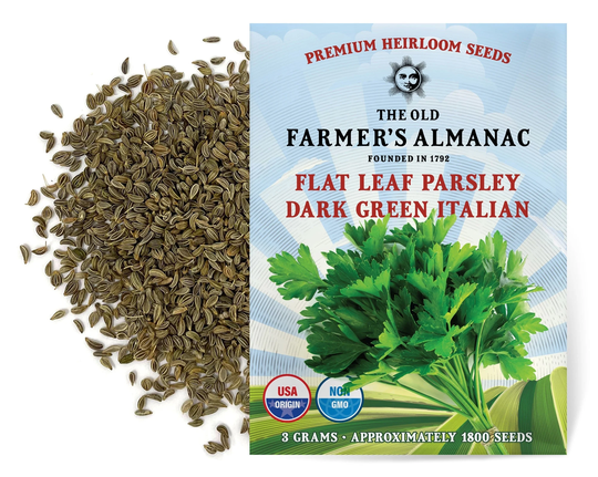 The Old Farmer's Almanac Heirloom Parsley Seeds | Dark Green Italian Flat Leaf