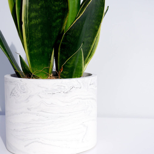 Handmade Black And White Marble Plant Pot